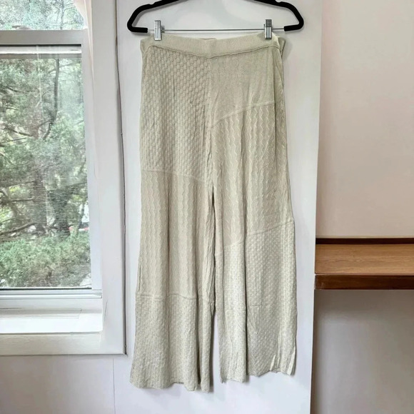 New Free People Anita Set Two Piece Sweater Set Knit Wide Leg Pants Crop Top - Picture 8 of 17